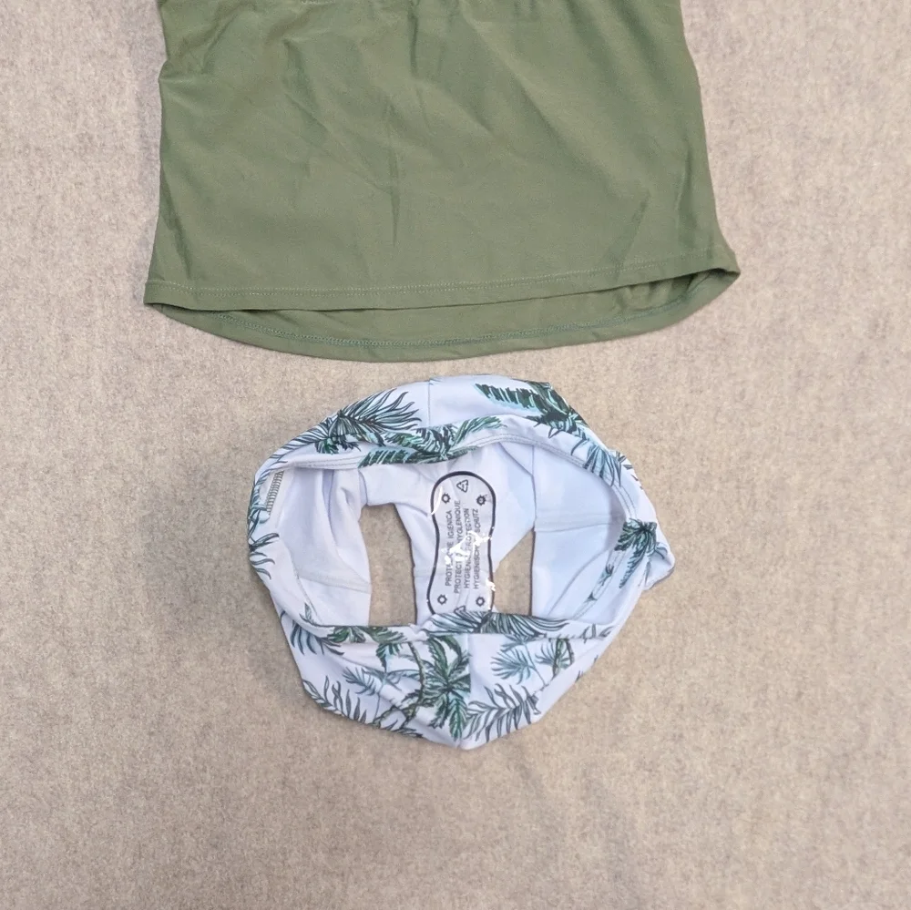 NEW Tween & Teens Tankini Swim Olive Green & Palm Tree Shorts Girl's 14-16 Set